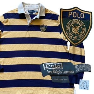Polo by Ralph Lauren Custom Fit Crest Striped Polo Men's Sz XL